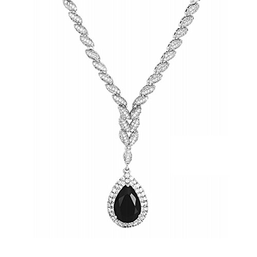 925 Silver Black Agate Pendant Necklace