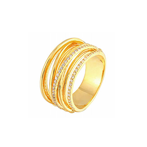 Cross Over Gold Plated Rings