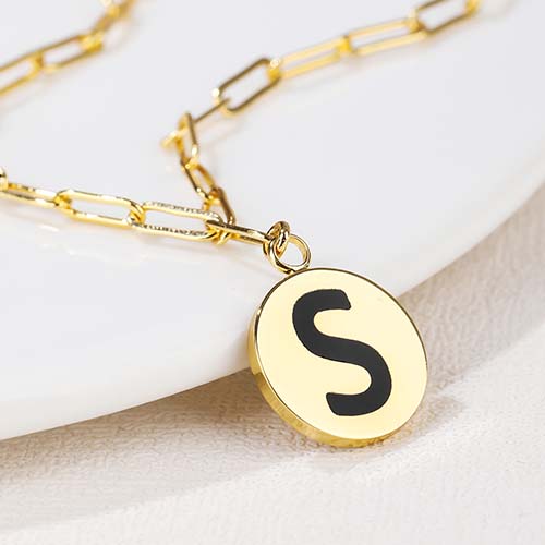 Custom Alphabet Gold Plated Silver Necklace
