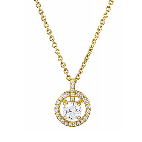 Cut Zircon Pendant Gold Plated Necklace
