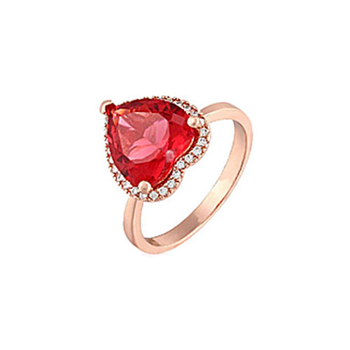Heart Ruby Rose Gold Plated Rings