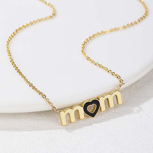 MOM Alphabet with Agate Pendant Necklace