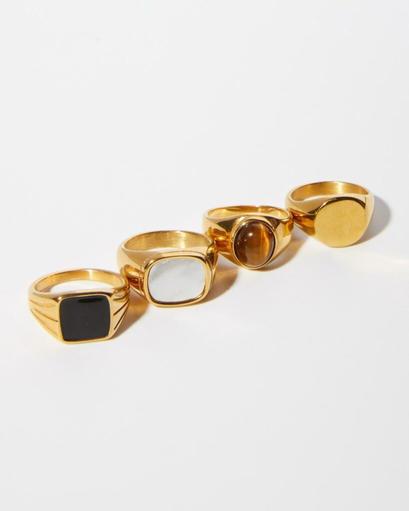 Gold Plated Brass Signet Rings