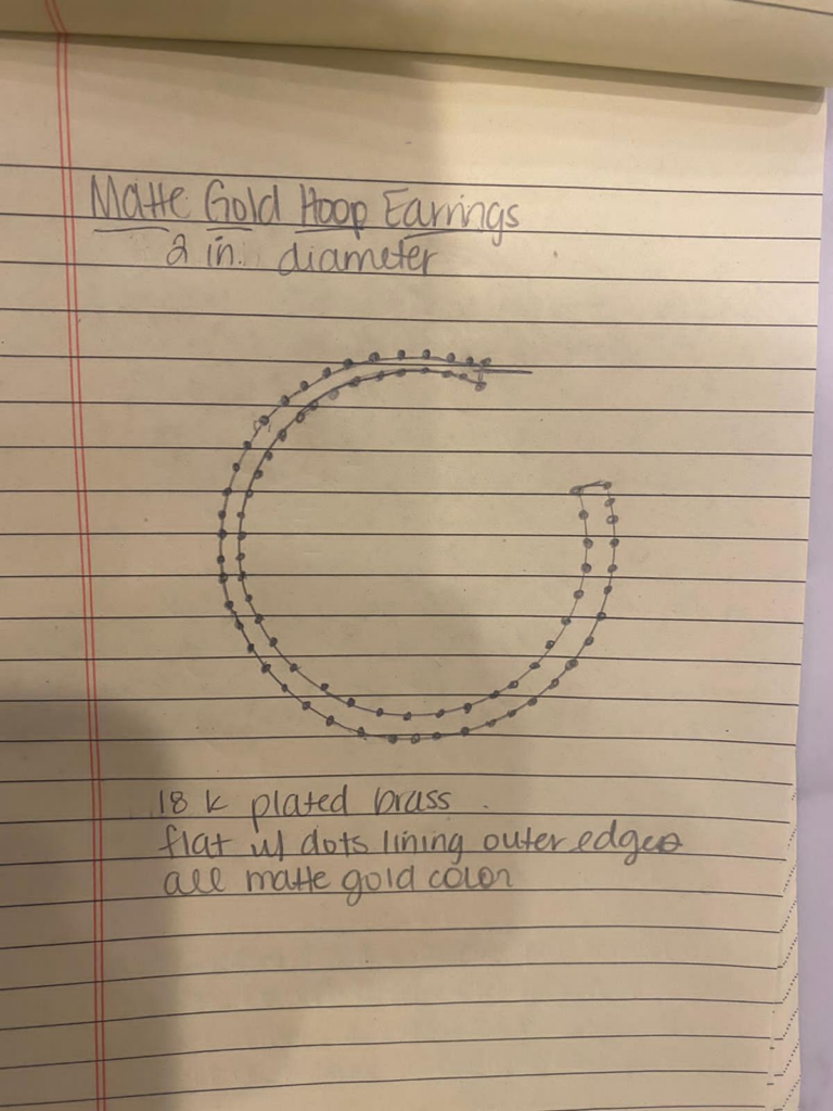 sketch of the hoop earring provided by the client