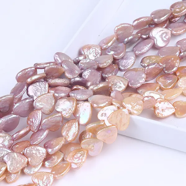 12-16mm rare heart shaped coin pearl strands in pink violet color
