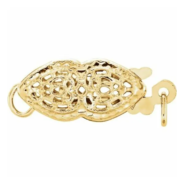  Solid 14kt Filigree Fish Hook Clasp Yellow Gold for