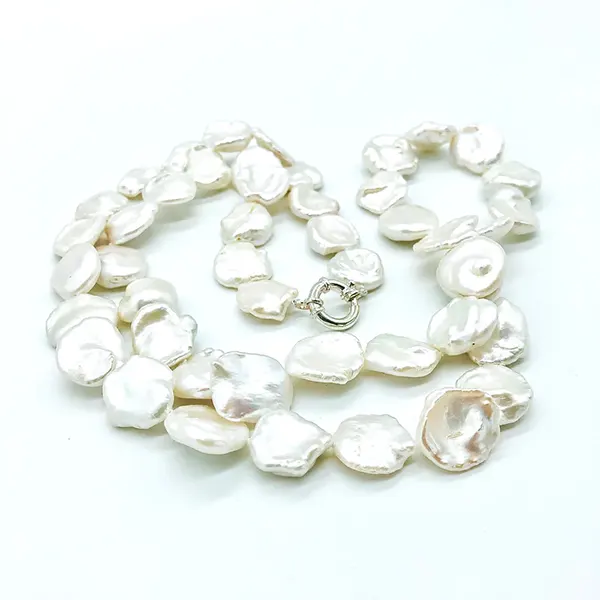 Opalescent White Keshi Pearl Necklace