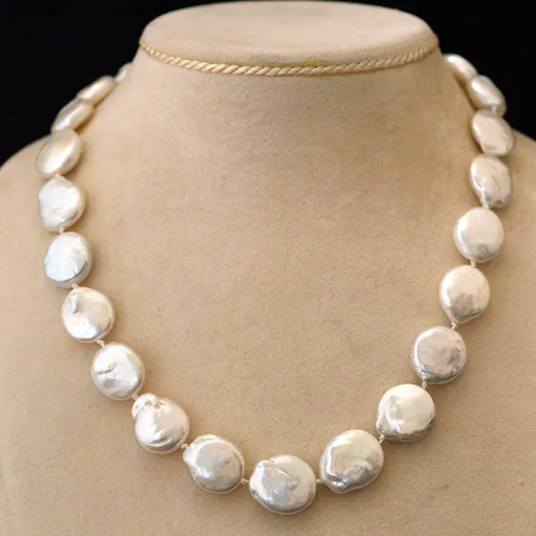 White Freshwater Coin Pearl Necklace