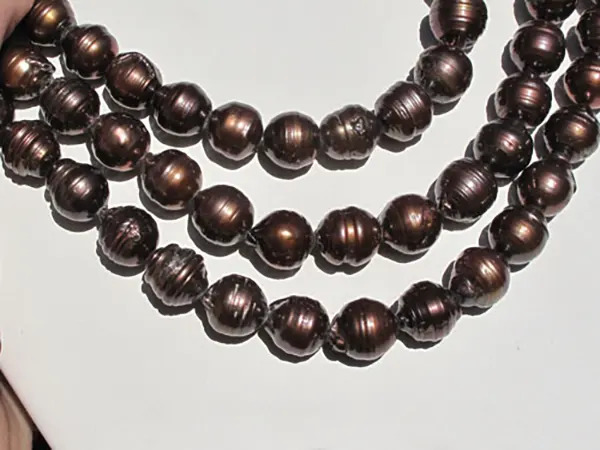 brown circle freshwater baroque pearls with golden overtone