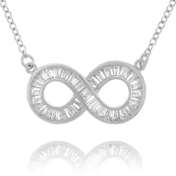 channel-set cubic zirconia baguette infinity silver pendant