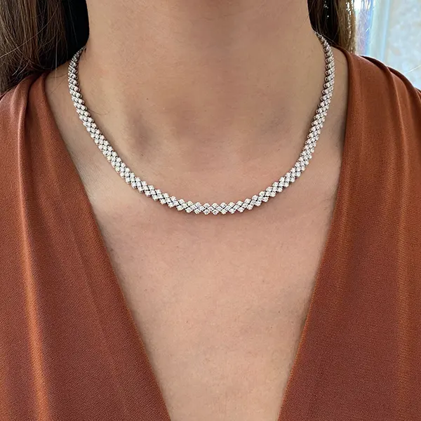 sparkling elegant diamond tennis necklace