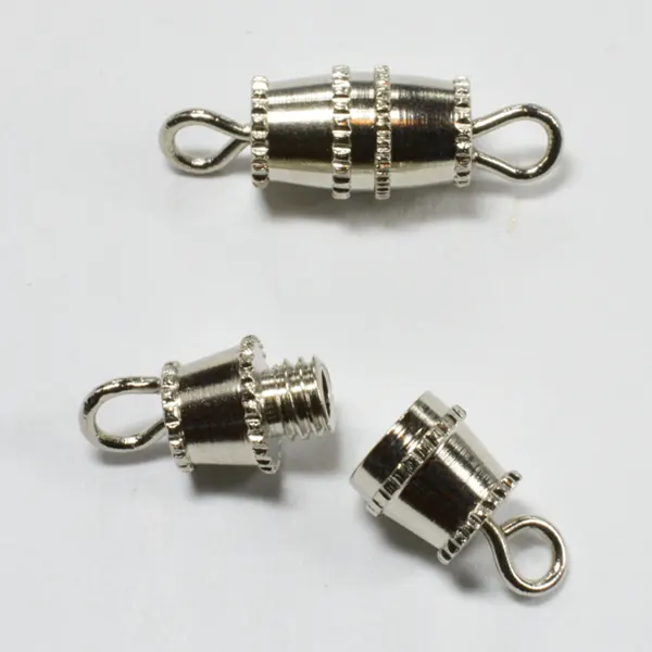 Sterling Silver Barrel Magnetic Clasp with Large Lobster Clasp