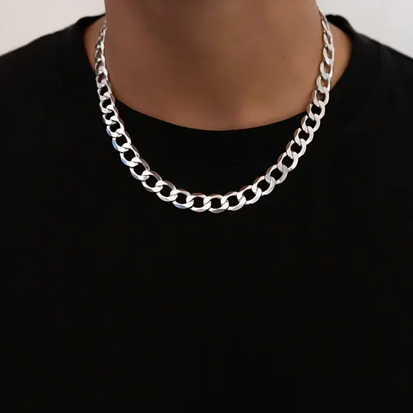 sterling silver flat curb chain necklace