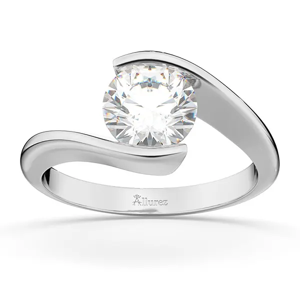 tension set white gold diamond engagement ring