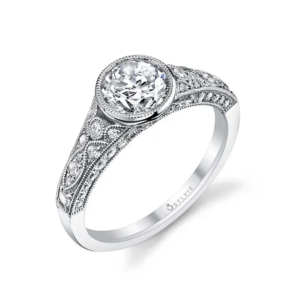 vintage bezel-set diamond engagement ring