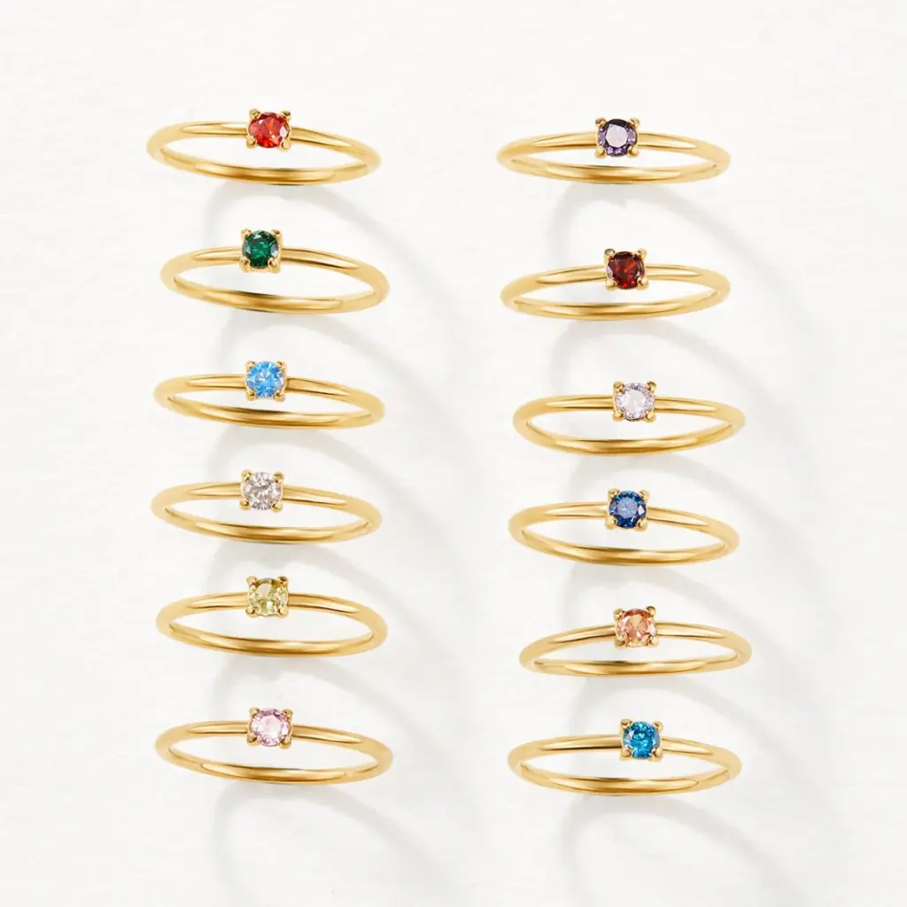 12 Birthstone Gold Rings