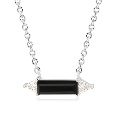 925 Silver Black Agate Pendant Necklace