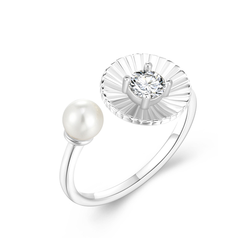 925 Silver Ring With Pearl and CZ