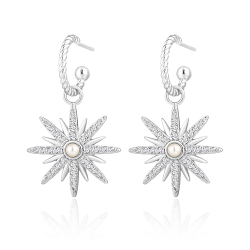 925 Silver Starburst Drop Earrings