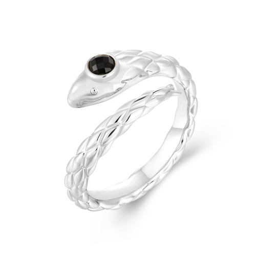 Black Agate 925 Silver Snake Ring