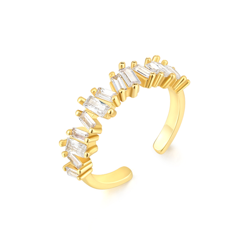 Brass Open Ring with Diamonds