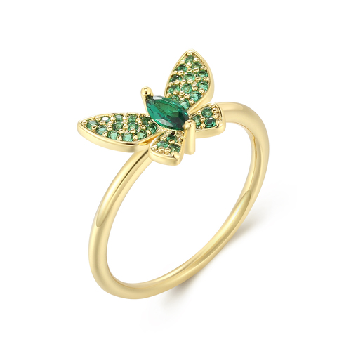 Butterfly Gold Ring with Diamonds
