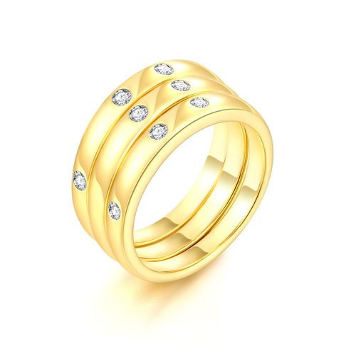 Diamond Triple Stackable Silver Rings