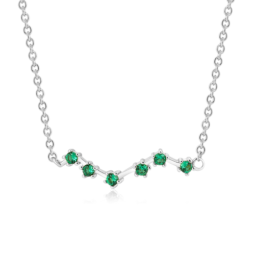 Emerald Diamond 925 Silver Necklace