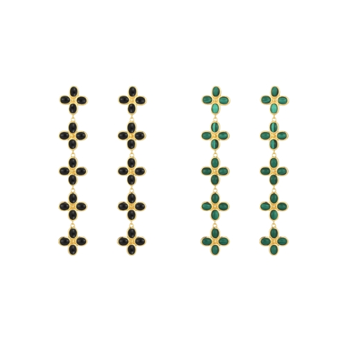 Emerald and Black Onyx Dangle Earrings