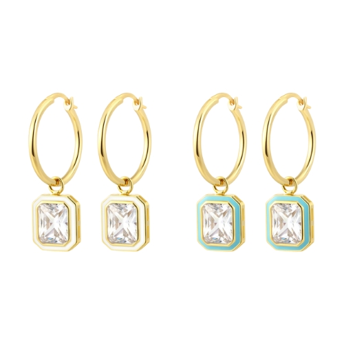 Enamel Dangle Silver Earrings