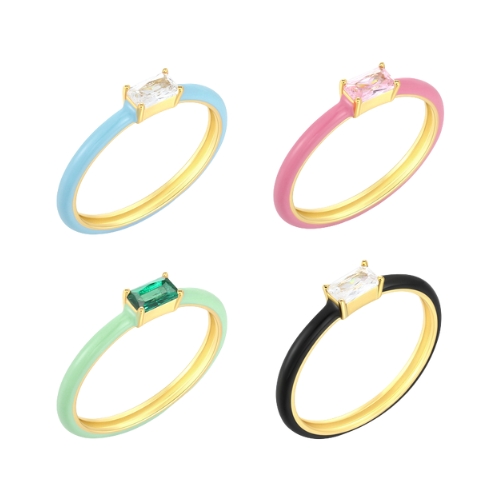 Enamel Diamong Silver Rings