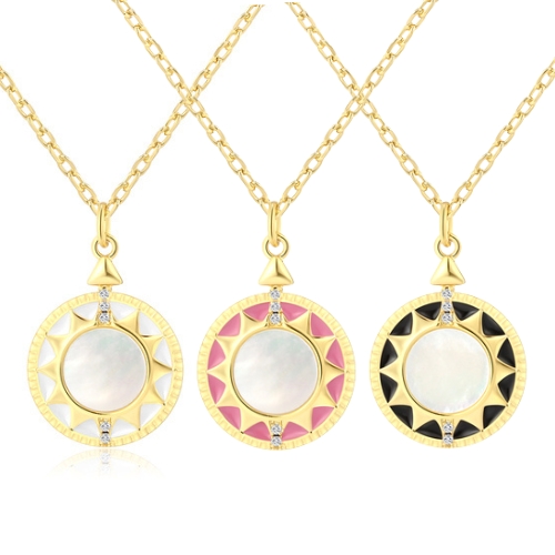 Enamel Pendant Silver Necklaces