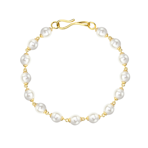 Freshwater Pearls Gold Charm Bracelet