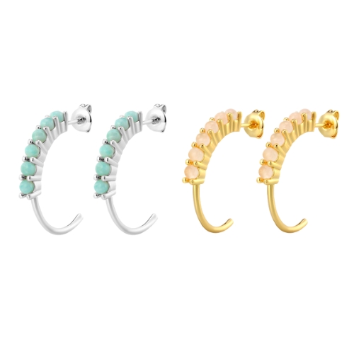 Gemstones 925 Silver Hoop Earrings