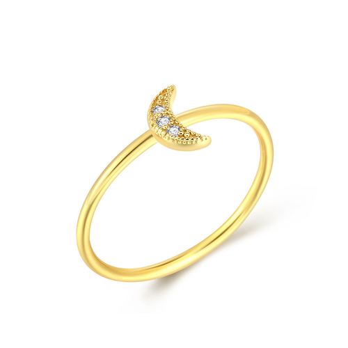 Gold Plated Brass Moon Ring