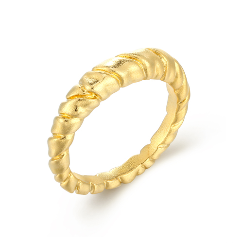 Gold Plated Brass Twisted Ring Band