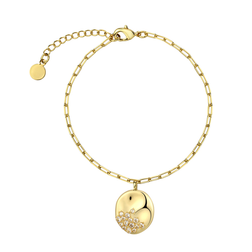 Gold Plated Silver Bracelet With Diamond Pendant