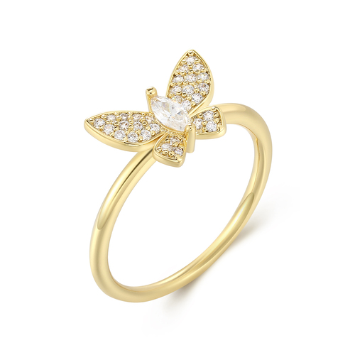 Gold Plated Silver Butterfly Ring