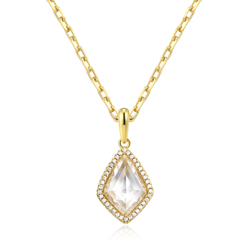 Gold Plated Silver CZ Pendant Necklace