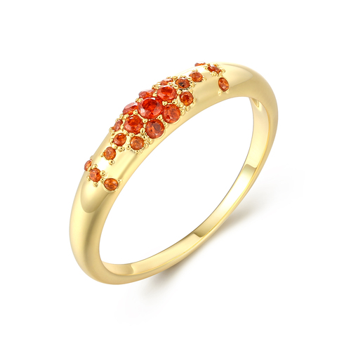 Gold Ring Band with Ruby Stones