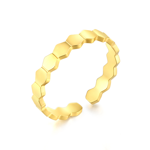 Hexagon Gold Plated Silver Ring