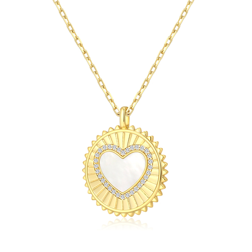 MOP Pendant Brass Necklace