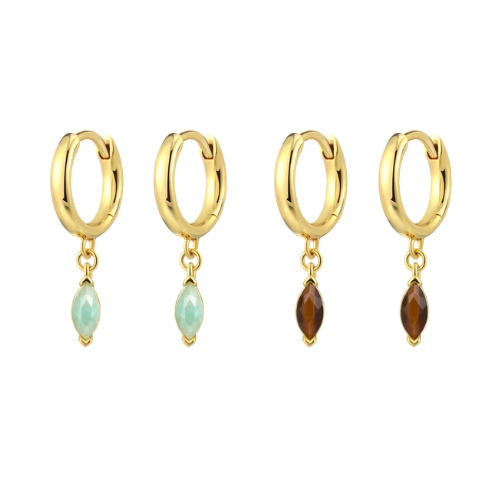 Natural Gemstones Hoop Earrings