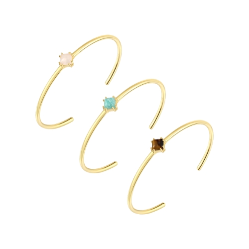 Natural Gemstones Silver Bangles