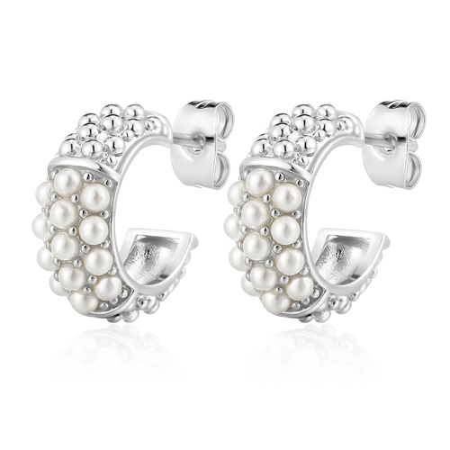 Pearls 925 Silver Hoop Earrings