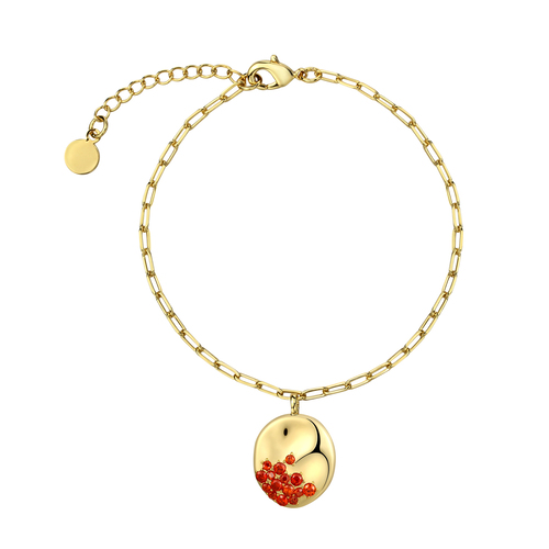 Red CZ Brass Charm Bracelet