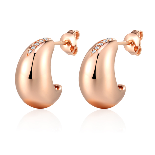 Rose Gold Dome Earrings with Diamonds