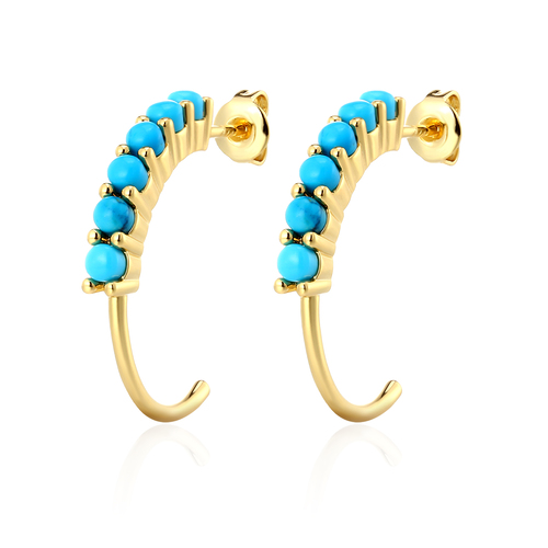 Sapphire Brass Hoop Earrings