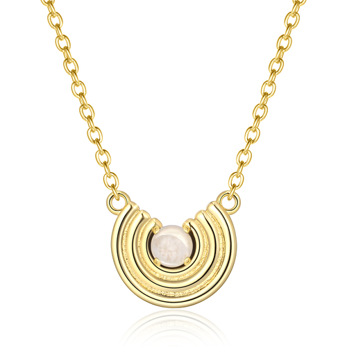 Semi-circular Pendant Necklace with Gemstone