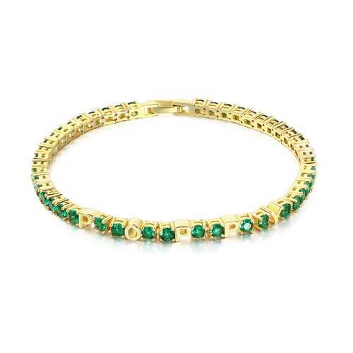 Silver Tennis Bracelets With Green Gemstones